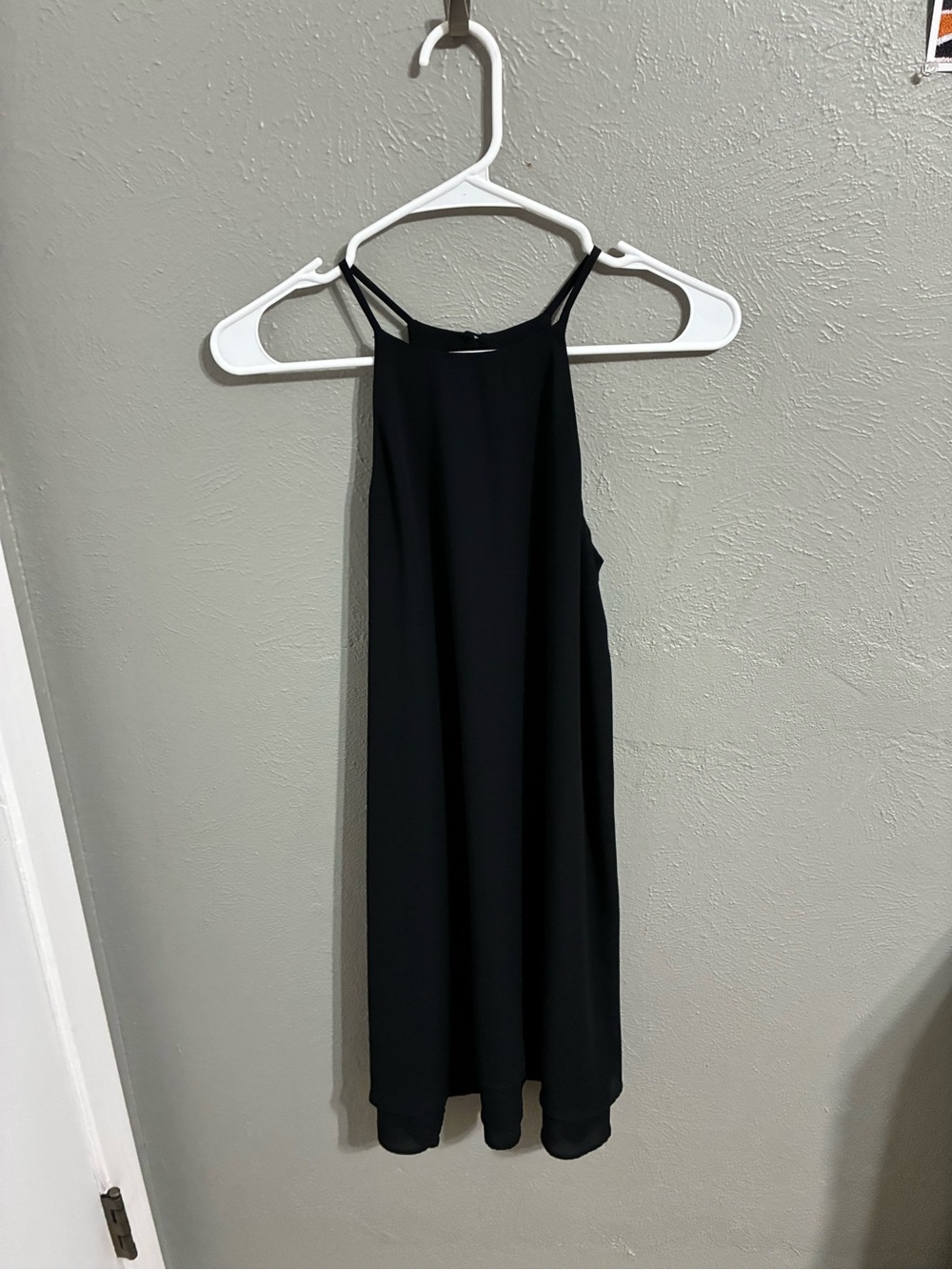 Pink Rose Black Midi Halter Swing Dress